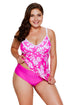 Sexy Rosy White Leafy Print 2pcs Tankini Swimsuit